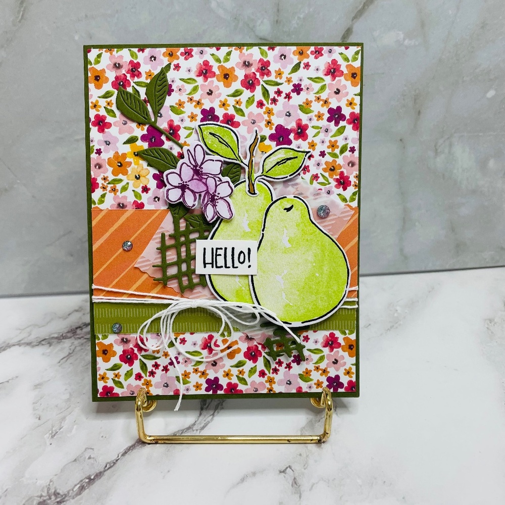 Hello Lovely Pears Handmade Card